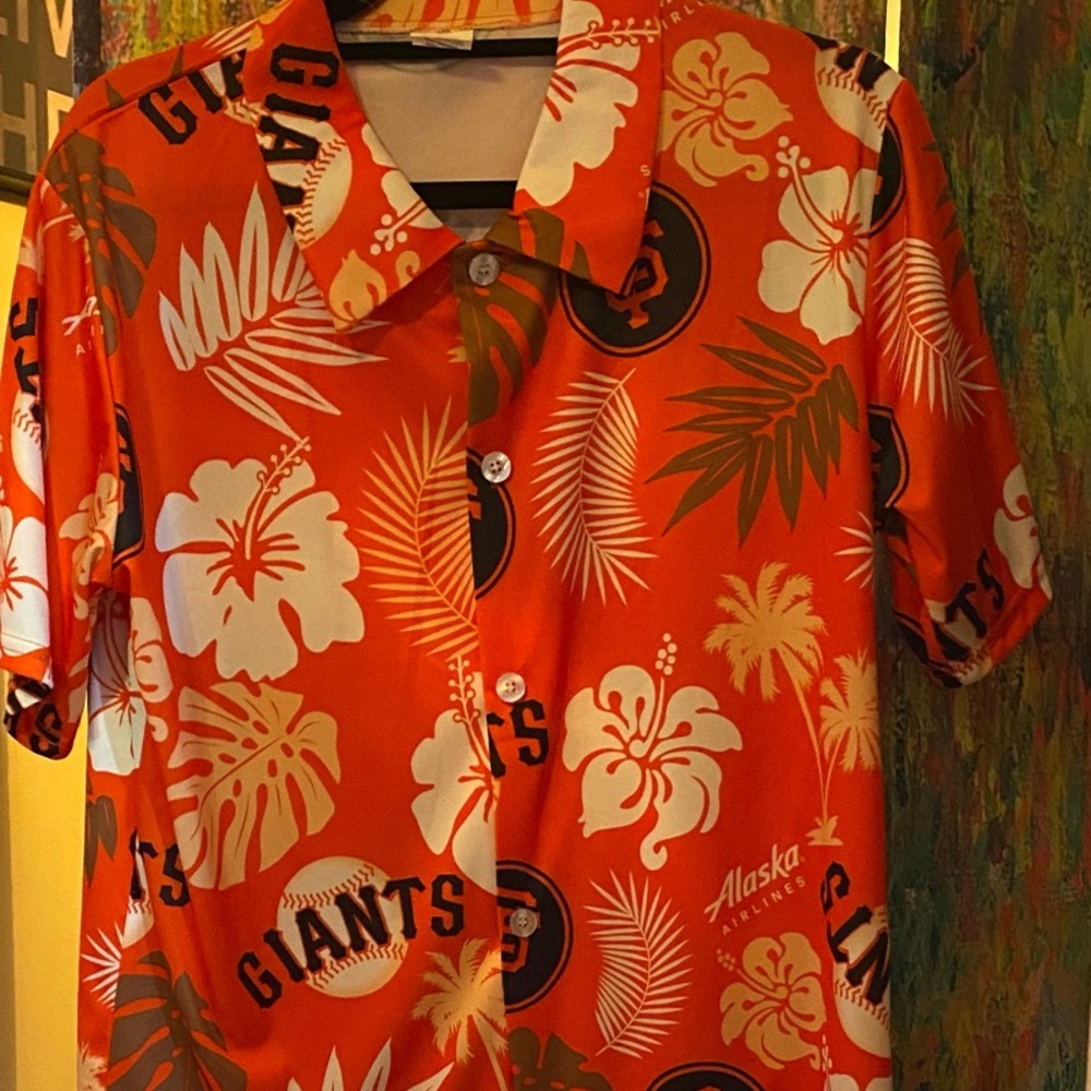 Orange Hawaiian Button-Down Shirt